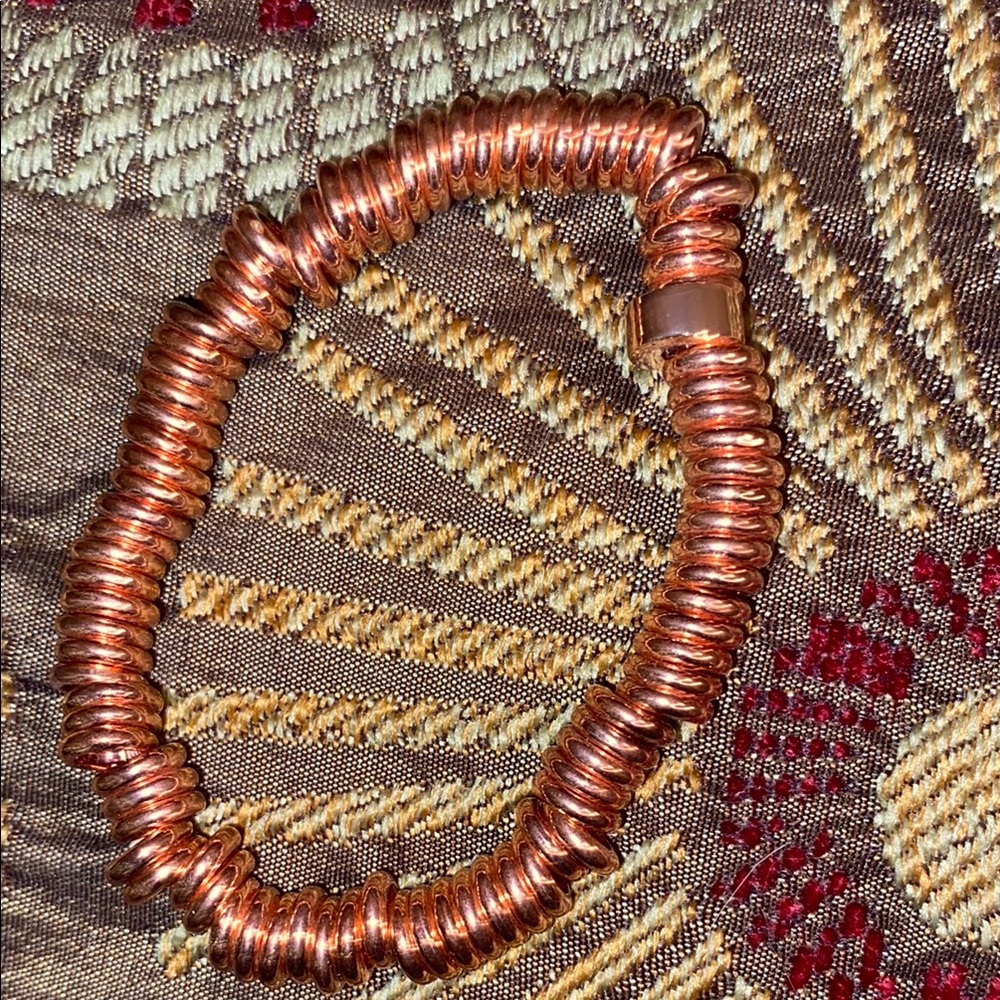 Brown Beaded rose gold tone bracelet stretch